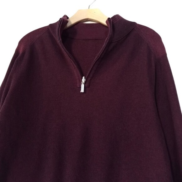 TOMMY BAHAMA Make Mine A Double Reversible Half-Zip Sweater Burgundy Mens Large - Picture 7 of 13